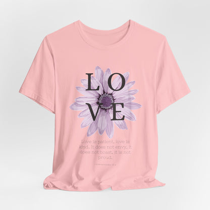 Love is Patient Scripture Wear Christian T-Shirt with Religious Graphics Ideal Religious Gift Ideas for Women