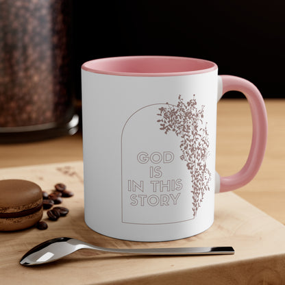 God is in the Story Christian Mug with Bible Verse Accent Coffee Mug, 11oz