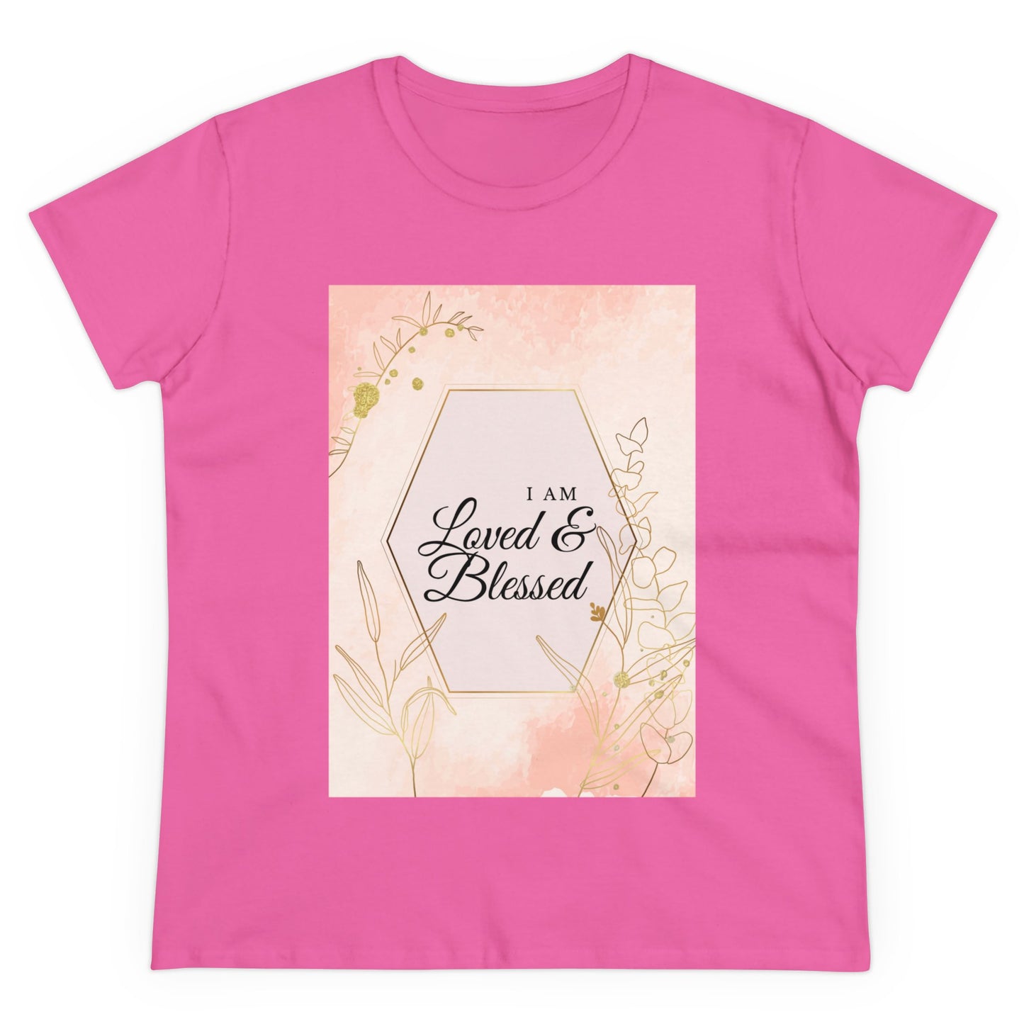 Loved and Blessed Women's Midweight Cotton Tee for Christian Mom Tshirt with Bible Verse Midweight Tshirt Gifts for Christian Moms