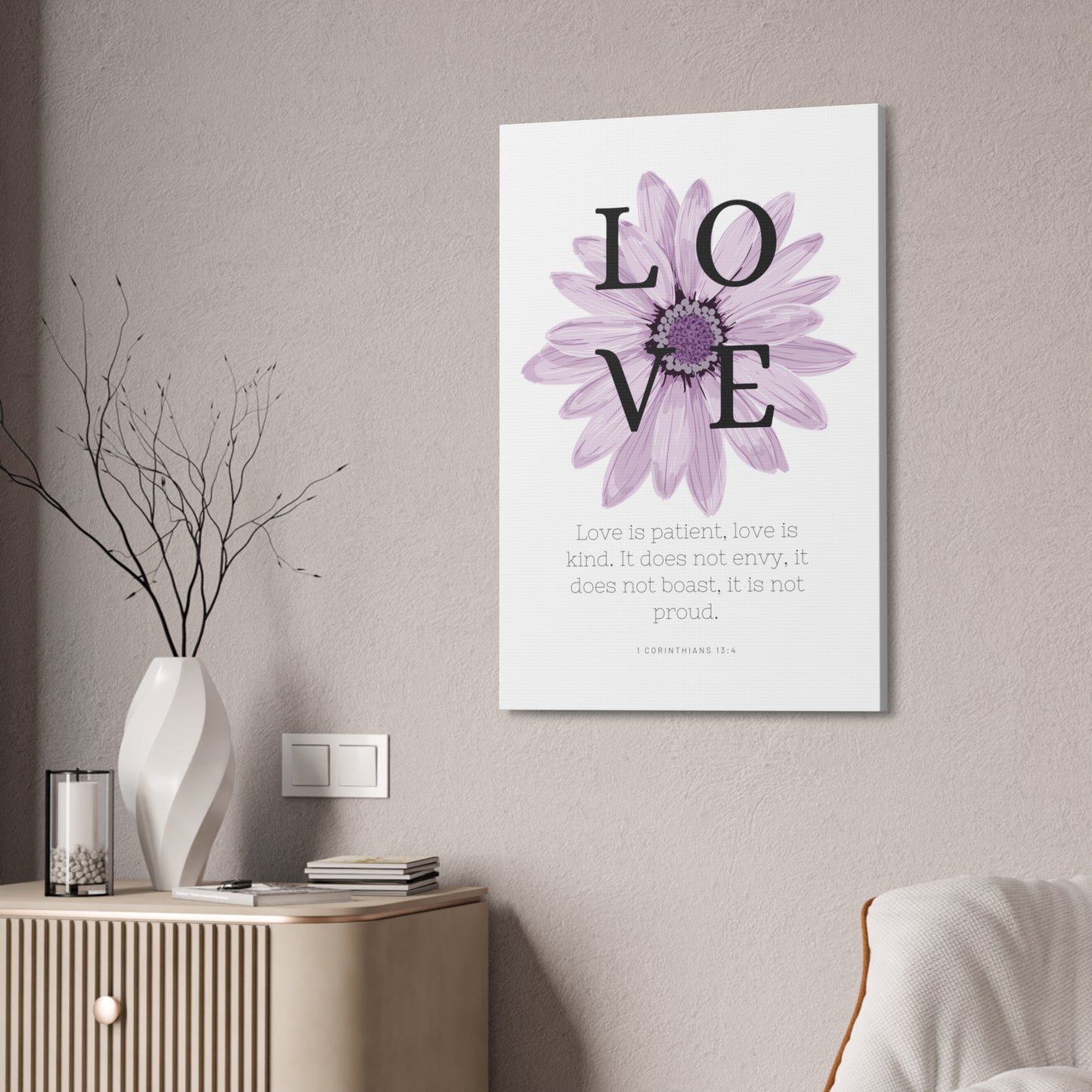 Love Is Christian Wall Art Decor with Scripture Art Prints and Inspirational Wall Art for A Christian Home Canvas Stretched, 1.5''