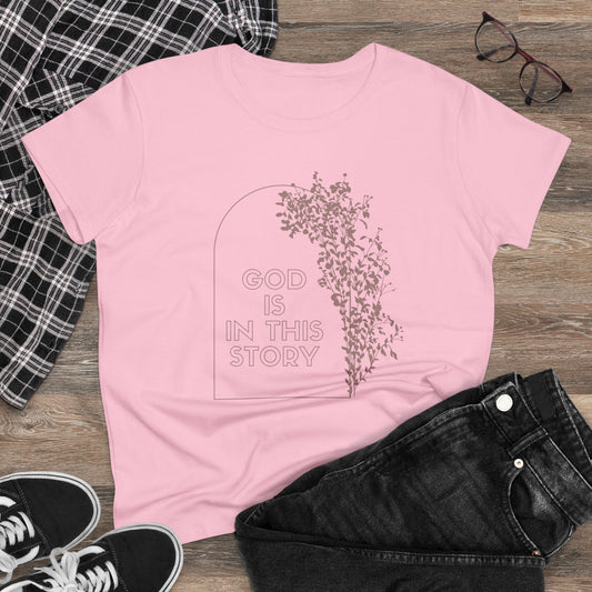 God is the Story Christian Women's Midweight Cotton Tee for Christian Mommy Tshirt with Inspirational Quote Tshirt Gifts for Christian Moms Summer Tee