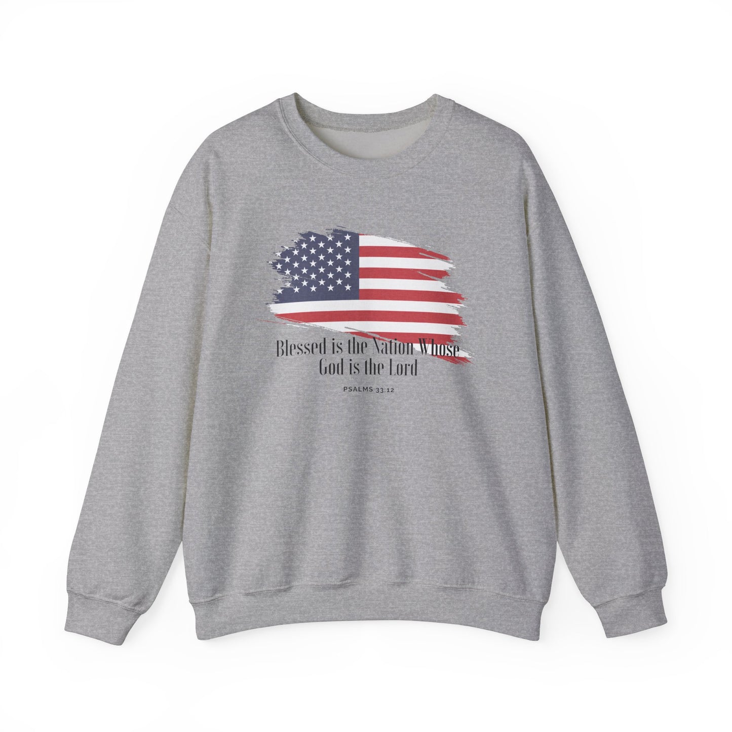 Blessed Is the Nation Whose God is God Sweatshirt Flag Sweatshirt Christian Flag Sweatshirt for Women