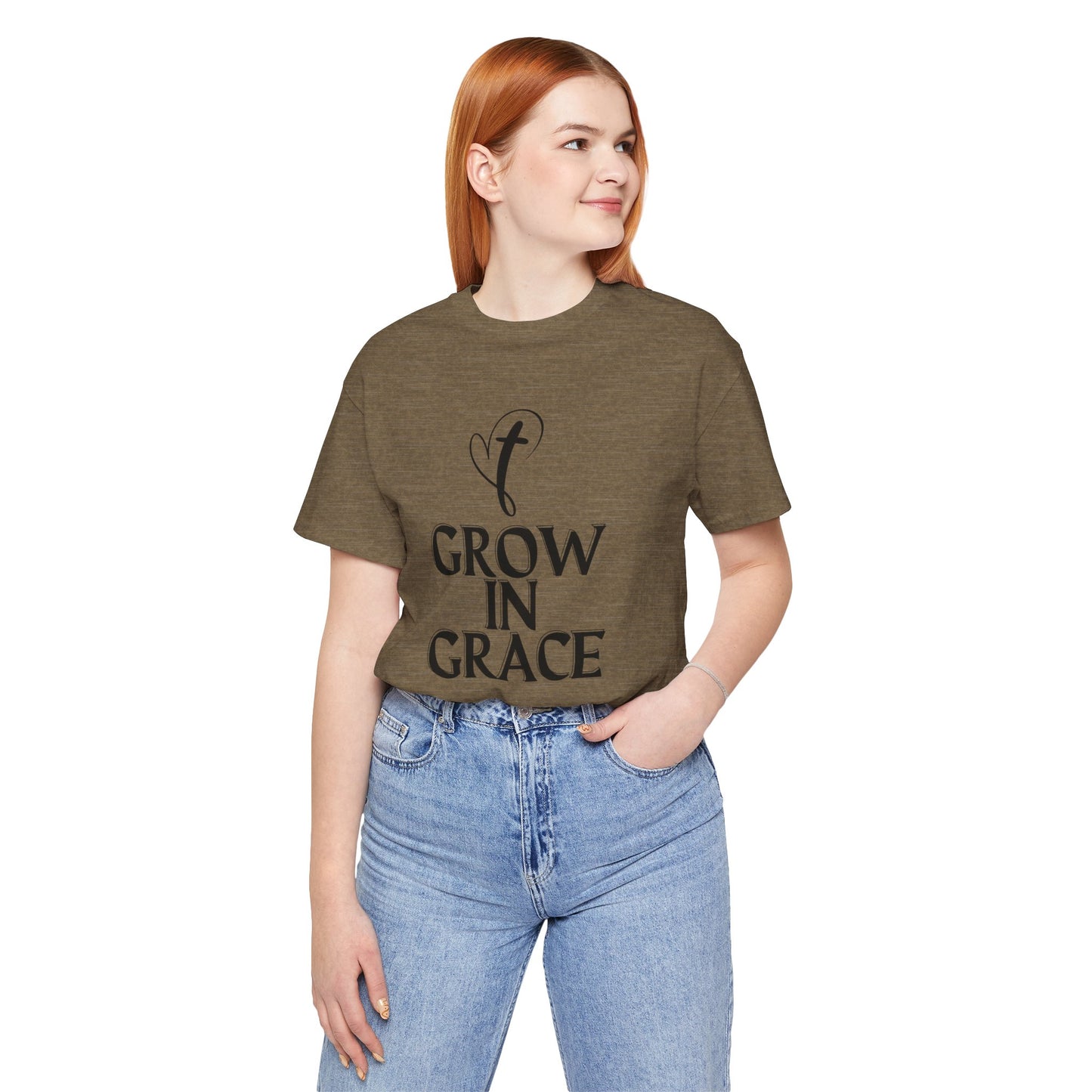 Grow in Grace Inspirational, Comfortable Church Tee with a Positive Message Ideal Christian Gift Idea for Men and Women.