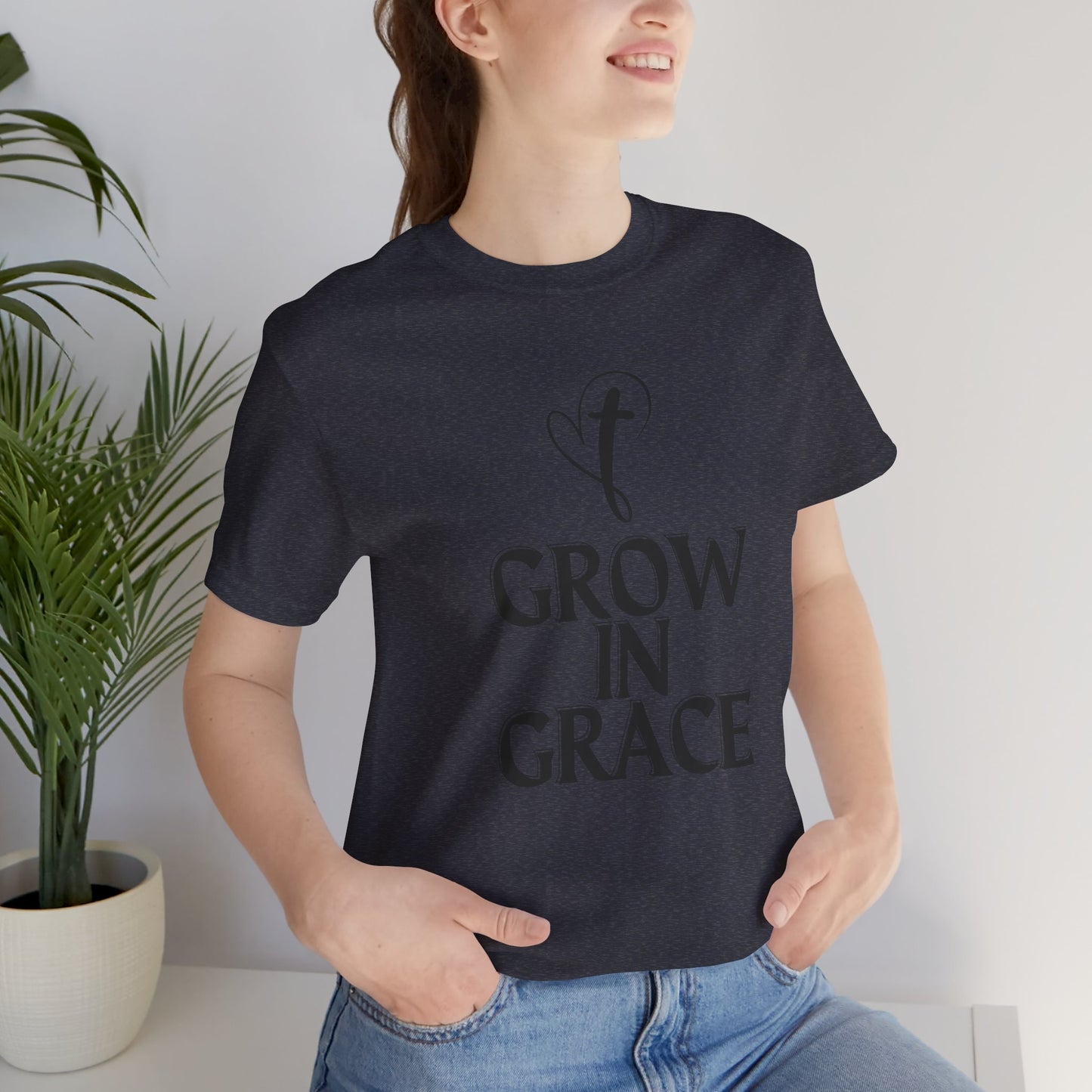 Grow in Grace Inspirational, Comfortable Church Tee with a Positive Message Ideal Christian Gift Idea for Men and Women.