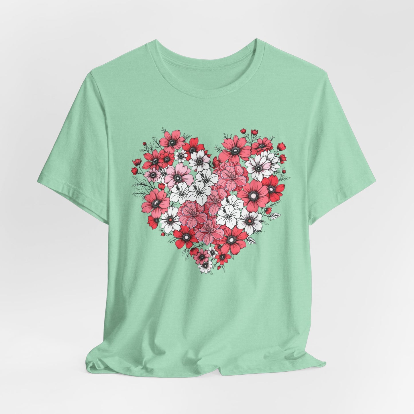 Love Heart and Flowers Tshirt