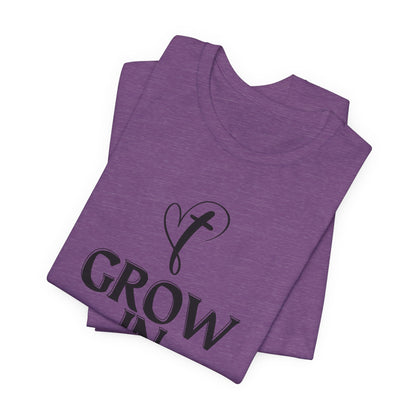 Grow in Grace Inspirational, Comfortable Church Tee with a Positive Message Ideal Christian Gift Idea for Men and Women.