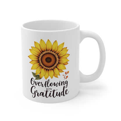 Overflowing With Gratitude Mug, Christian Coffee Mug, Thanksgiving Mug, Thanksgiving Christian Coffee Mug 11oz