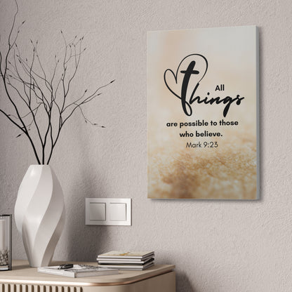 All Things are Possible Wall Art Christian Faith Canvas with Scripture Art Prints and Bible Verse Art Canvas Stretched in 1.5''