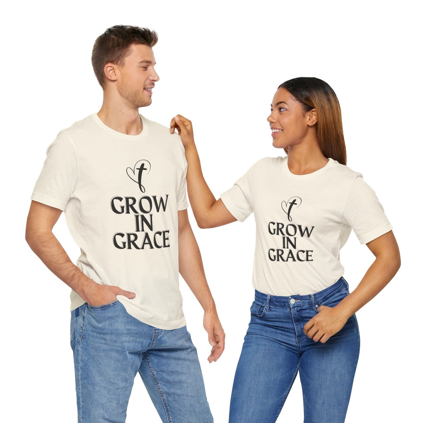 Grow in Grace Inspirational, Comfortable Church Tee with a Positive Message Ideal Christian Gift Idea for Men and Women.