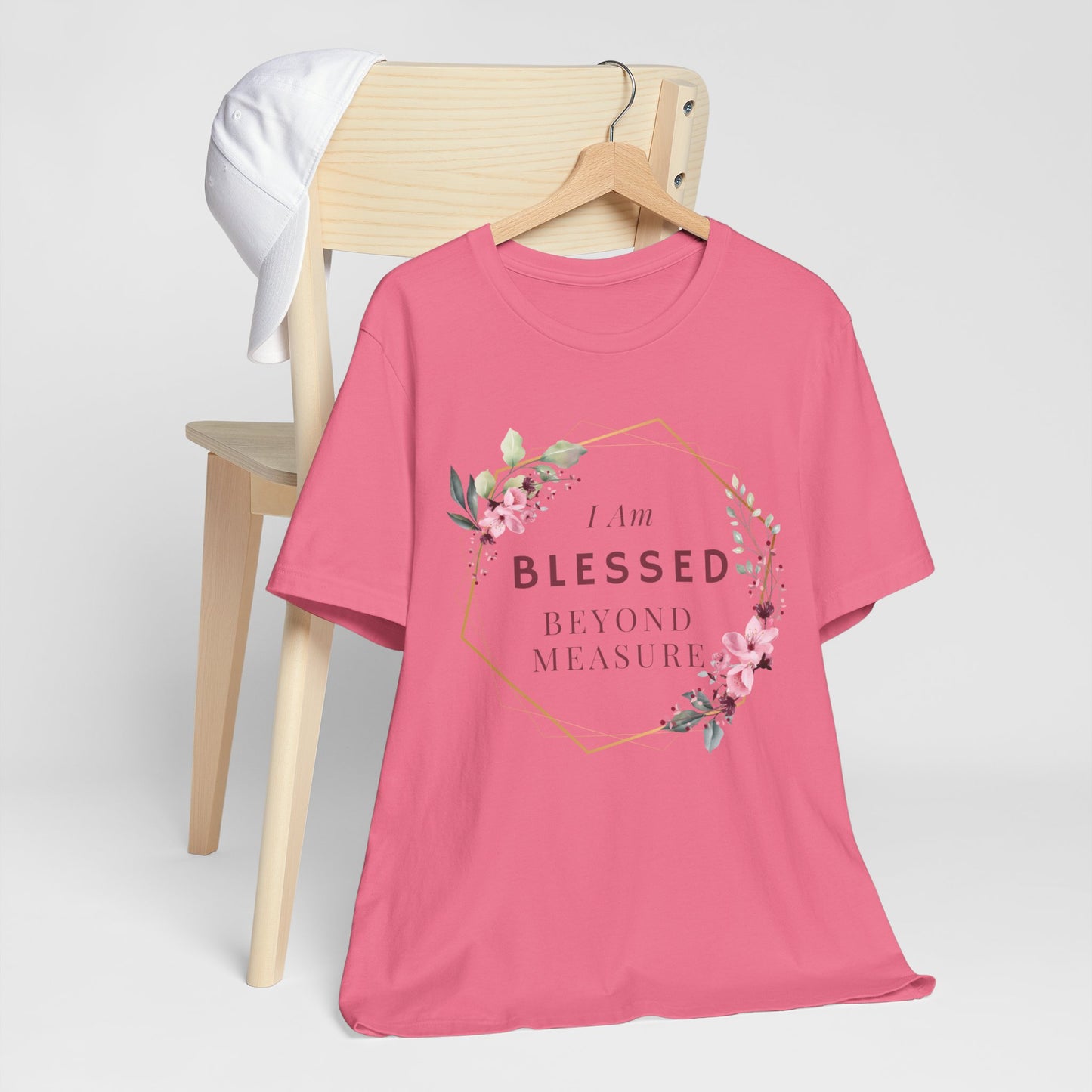 I am Blessed Beyond Measure Faith Inspired Christian T Shirt with Flower Graphics Ideal Christian Gift Ideas for Women.