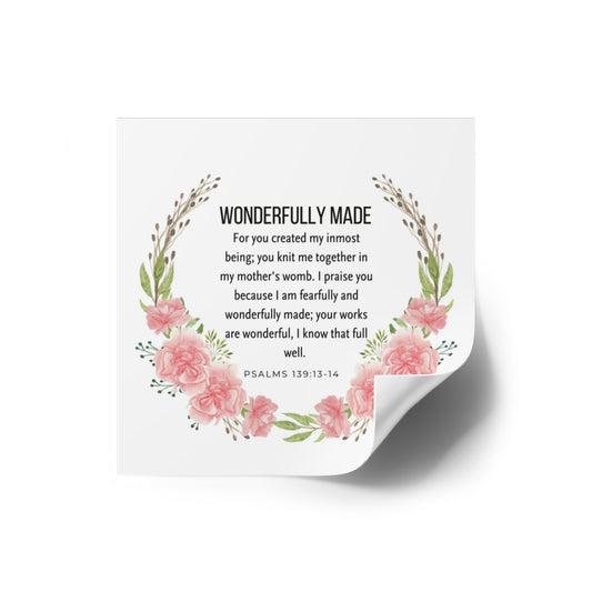 Christian Stickers featuring Wonderfully Made Sticker with Bible Verse Christian Vinyl Sticker