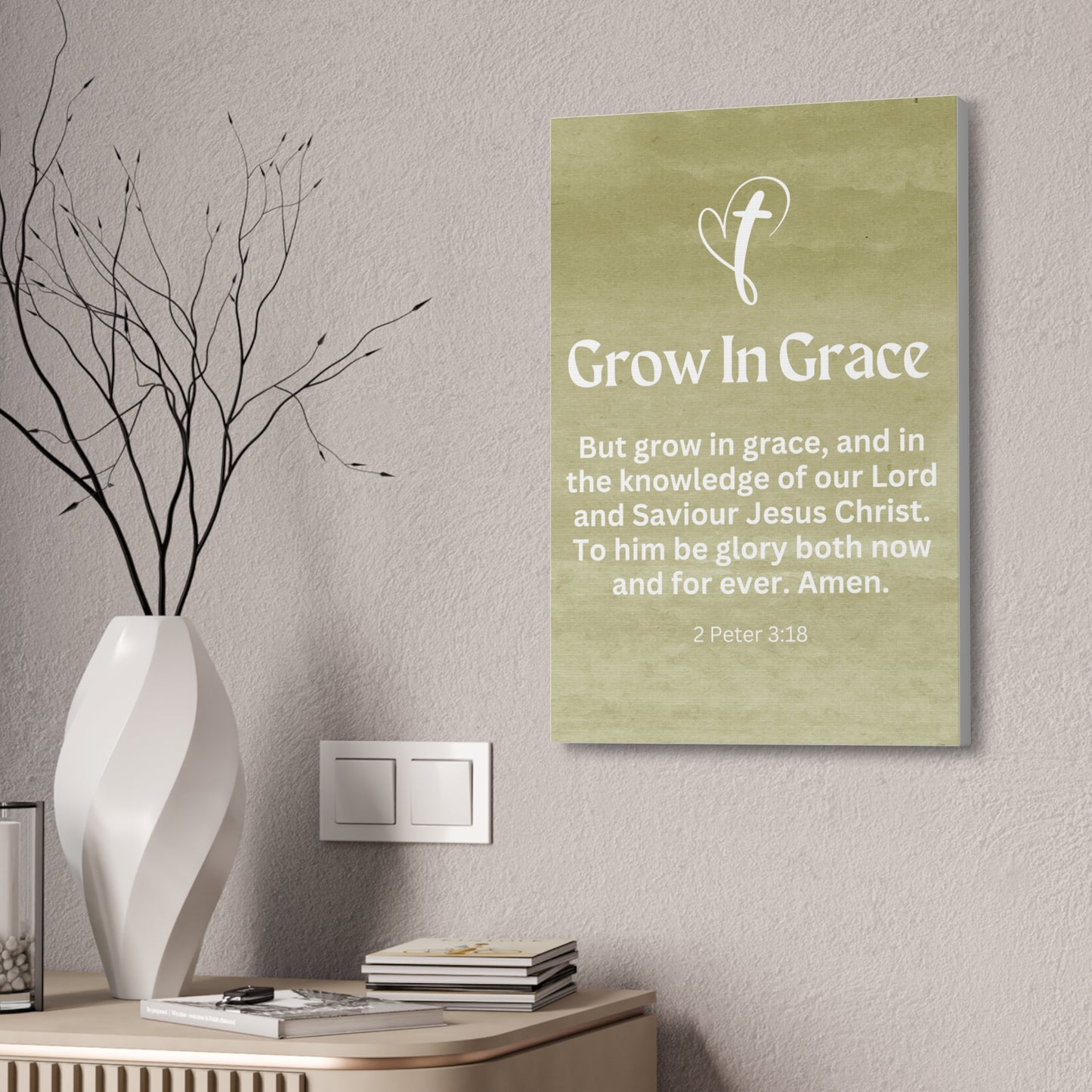 Grow in Grace Christian Faith Wall Art Decor Canvas Scripture Art Prints and Bible Verse Art Canvas Stretched in 1.5''