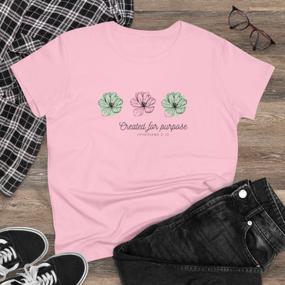 Created for Purpose Women's Midweight Cotton Tee for Christian Mom Tshirt with Bible Verse Midweight Tshirt Gifts for Christian Moms