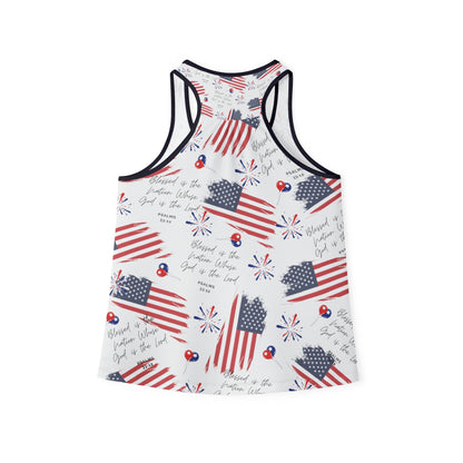 God and Country Womens Tank Top for Christian Women US Flag Tank Top with Blessed is the Nation Bible Verse Women Tank Top American Flag Tank Top