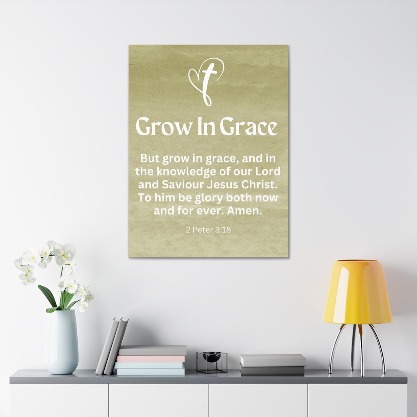 Grow in Grace Christian Faith Wall Art Decor Canvas Scripture Art Prints and Bible Verse Art Canvas Stretched in 1.5''