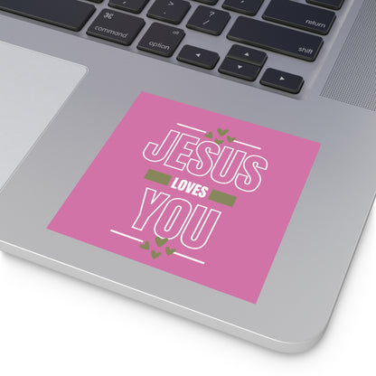 Christian Stickers, Jesus Loves You, Scripture Sticker, Christian Vinyl Sticker in Pink