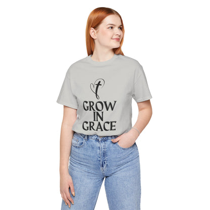 Grow in Grace Inspirational, Comfortable Church Tee with a Positive Message Ideal Christian Gift Idea for Men and Women.