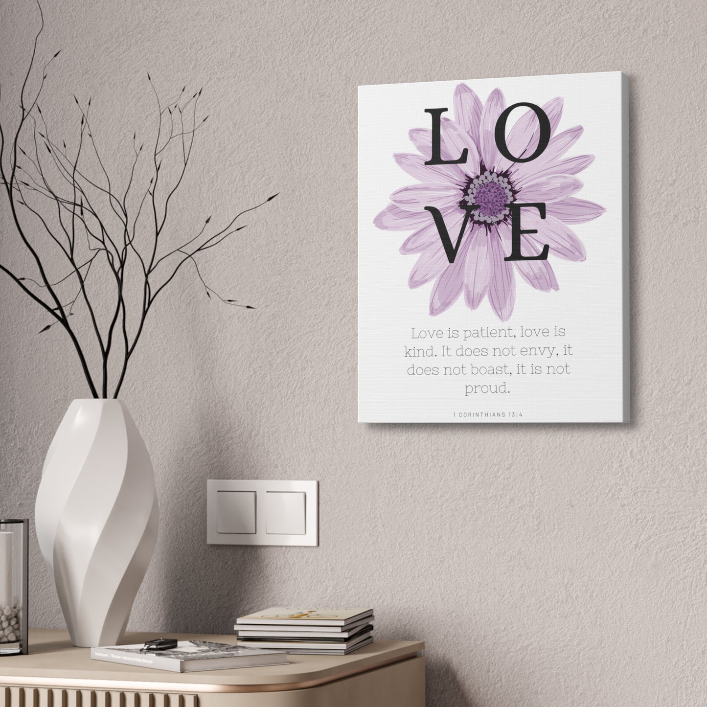 Love Is Christian Wall Art Decor with Scripture Art Prints and Inspirational Wall Art for A Christian Home Canvas Stretched, 1.5''