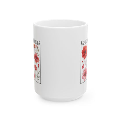 Christian Coffee Mug, Love Never Fails Mug, Ceramic Mug (11oz, 15oz) Faith Gift, Inspirational Tea Cup, Bible Verse Mug