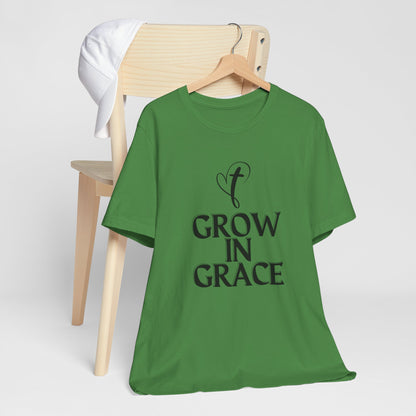 Grow in Grace Inspirational, Comfortable Church Tee with a Positive Message Ideal Christian Gift Idea for Men and Women.