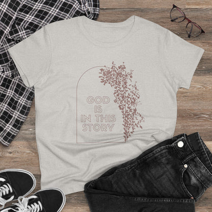 God is the Story Christian Women's Midweight Cotton Tee for Christian Mommy Tshirt with Inspirational Quote Tshirt Gifts for Christian Moms Summer Tee