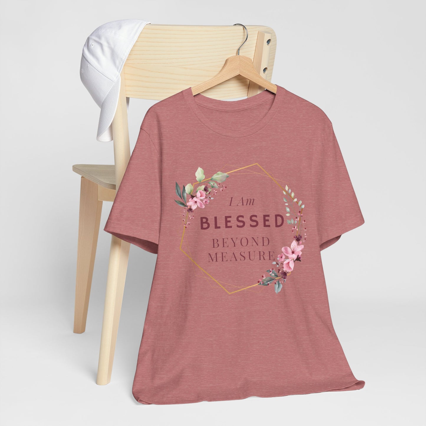 I am Blessed Beyond Measure Faith Inspired Christian T Shirt with Flower Graphics Ideal Christian Gift Ideas for Women.