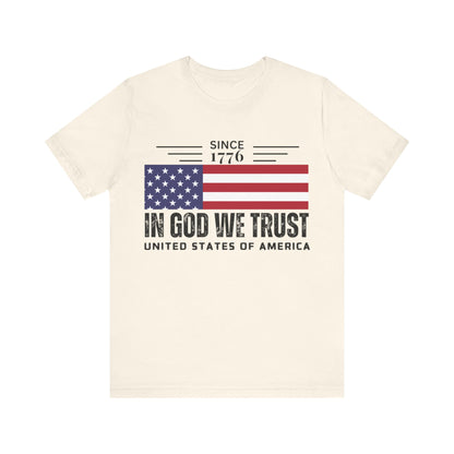 In God We Trust Christian American Flag Tshirt with US Flag