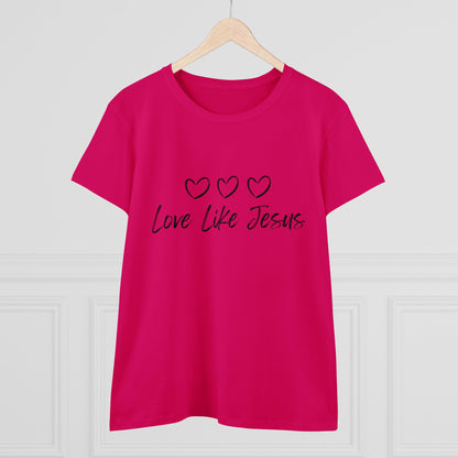 Love Like Jesus Women's Midweight Cotton Tee for Christian Mom Tshirt with Bible Verse Midweight Tshirt Gifts for Christian Moms