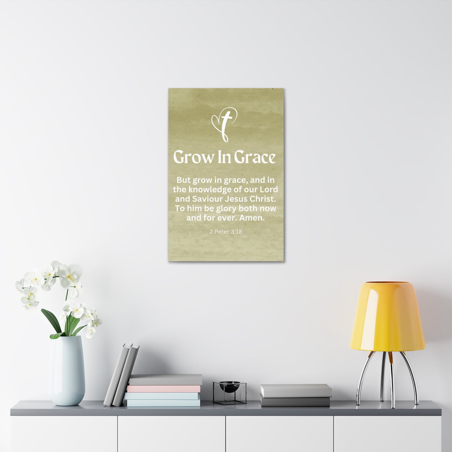 Grow in Grace Christian Faith Wall Art Decor Canvas Scripture Art Prints and Bible Verse Art Canvas Stretched in 1.5''