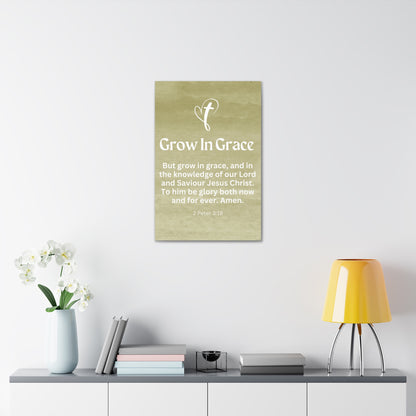 Grow in Grace Christian Faith Wall Art Decor Canvas Scripture Art Prints and Bible Verse Art Canvas Stretched in 1.5''