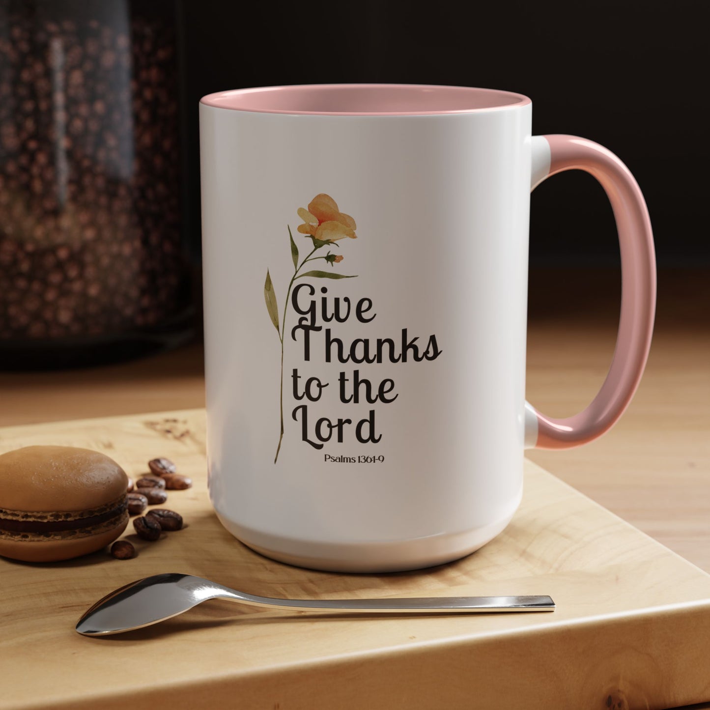 Give Thanks to the Lord Christian coffee mug