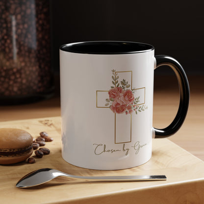 Chosen By Grace Mug with Bible Verse Christian coffee mugs for Mom Christian Coffee Mug with Inspirational Message Accent Coffee Mug in 11oz Coffee Mug for coffee lovers