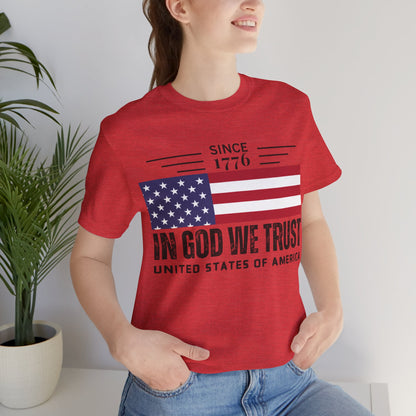 In God We Trust Christian American Flag Tshirt with US Flag