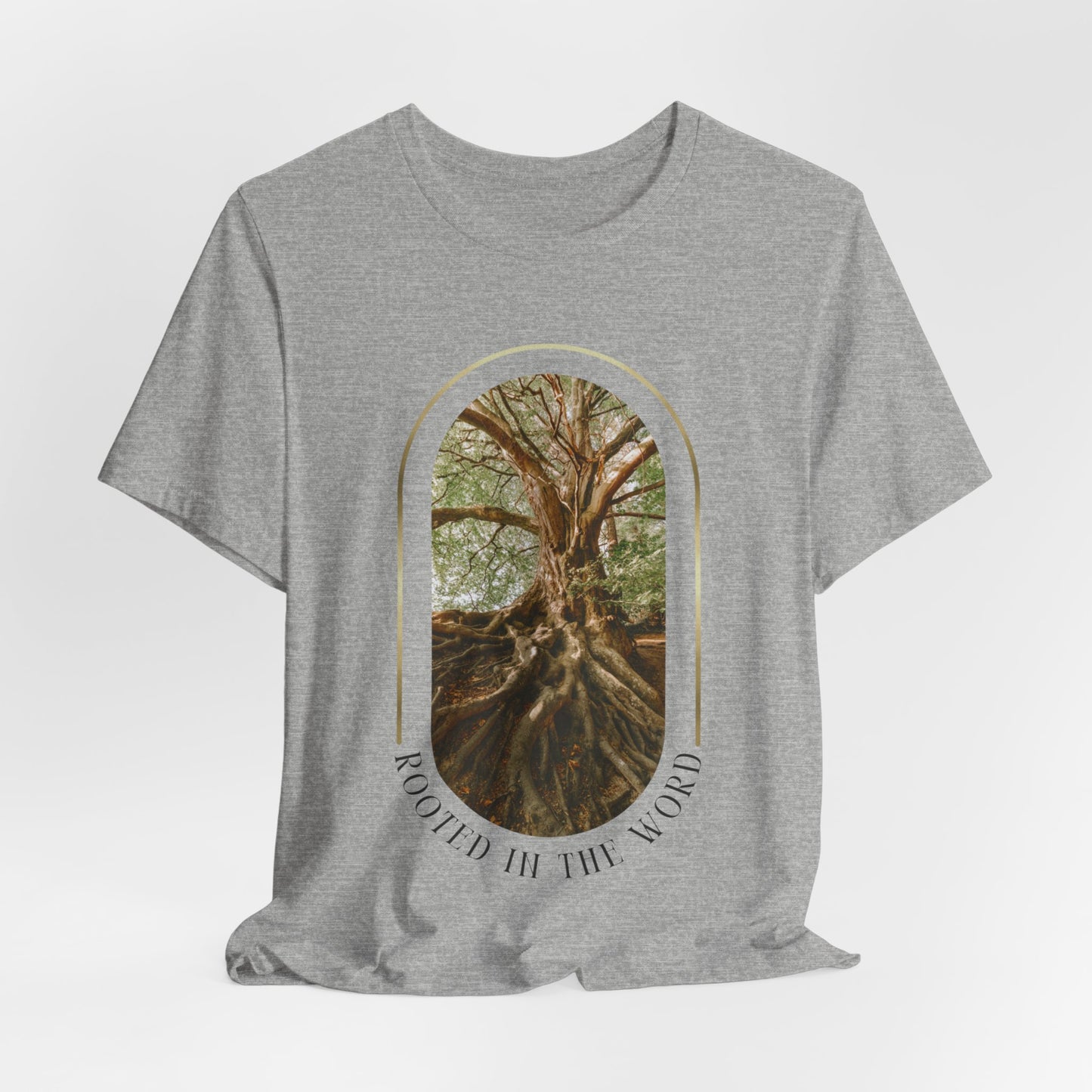 Rooted in the Word Vintage Tee Inspirational Christian T-Shirt with Religious Graphics Ideal Religious Gift Ideas for Men and Women