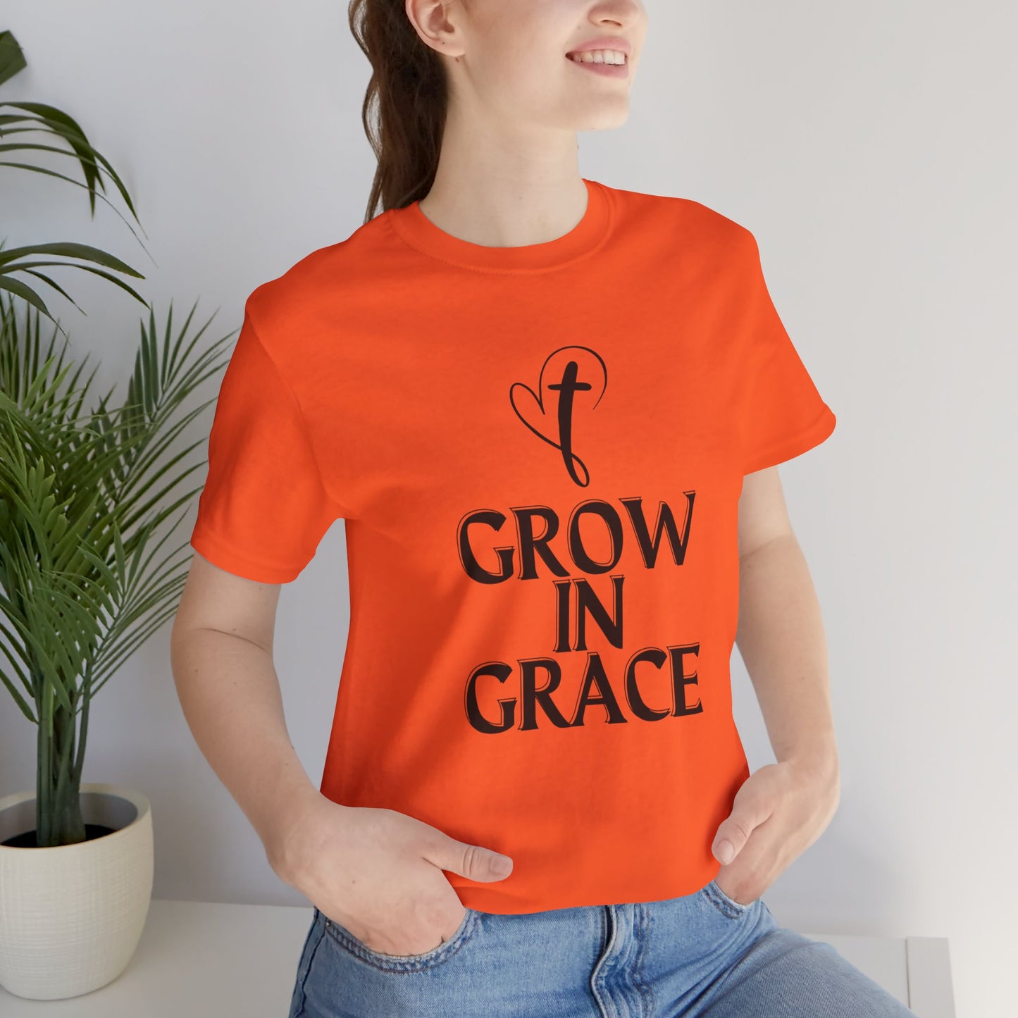 Grow in Grace Inspirational, Comfortable Church Tee with a Positive Message Ideal Christian Gift Idea for Men and Women.