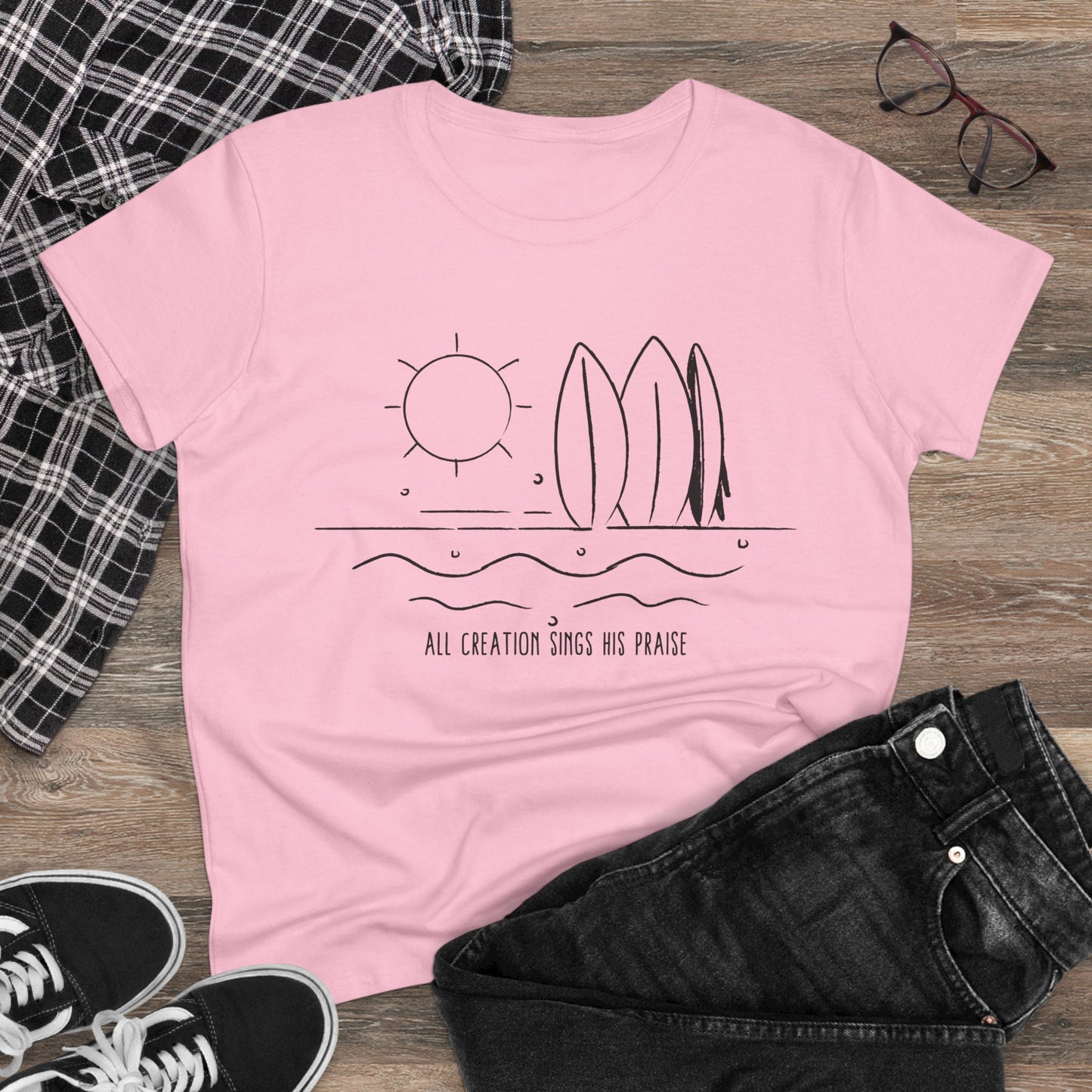 All Creation Sing His Praise Women's Midweight Cotton Tshirt