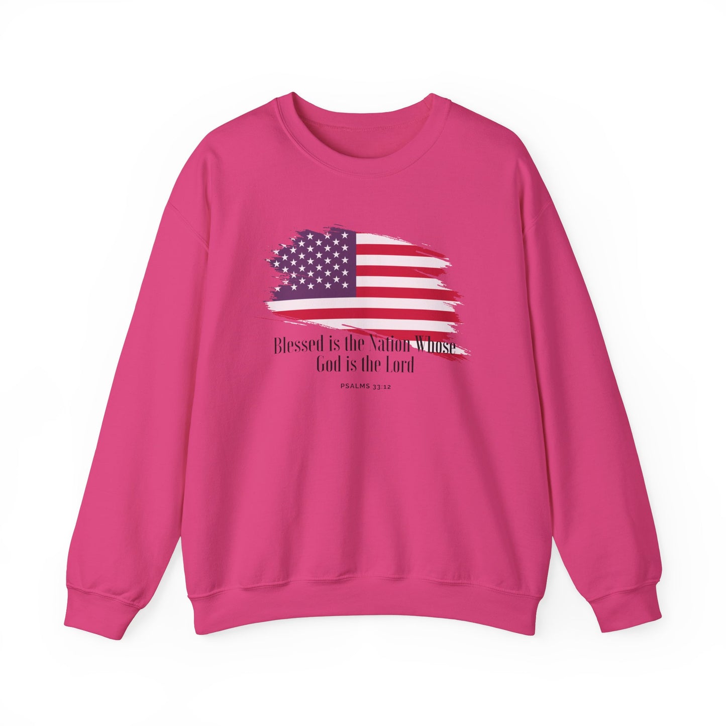 Blessed Is the Nation Whose God is God Sweatshirt Flag Sweatshirt Christian Flag Sweatshirt for Women