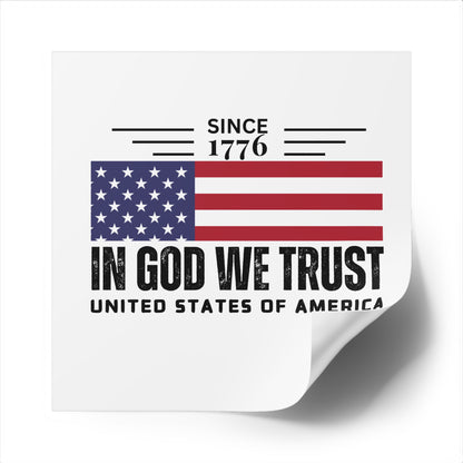 In God We Trust American Christian Sticker with US Flag Sticker In White