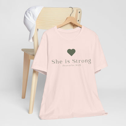 Christian Mom She is Strong Faith Inspired Christian T-Shirt Ideal Religious Gift Ideas for Women