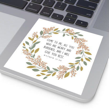 Come To Me You Who Are Weary Sticker, Christian Stickers, Devotional Journal Sticker, Christian Vinyl Sticker, Bible Study Sticker