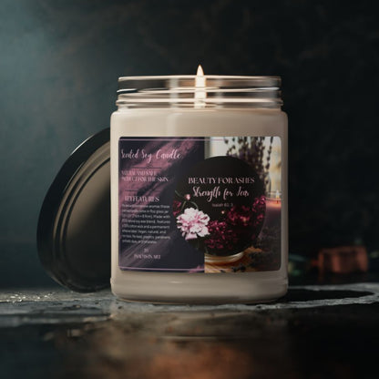Beauty for Ashes Christian Scented Candle with Bible Verse Christian Candles with Scriptures Soy Christian Candle in 9oz Christian Candle Gift
