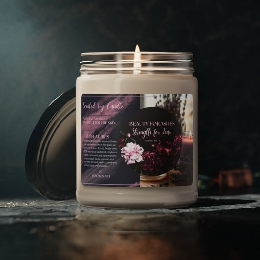 Beauty for Ashes Christian Scented Candle with Bible Verse Christian Candles with Scriptures Soy Christian Candle in 9oz Christian Candle Gift