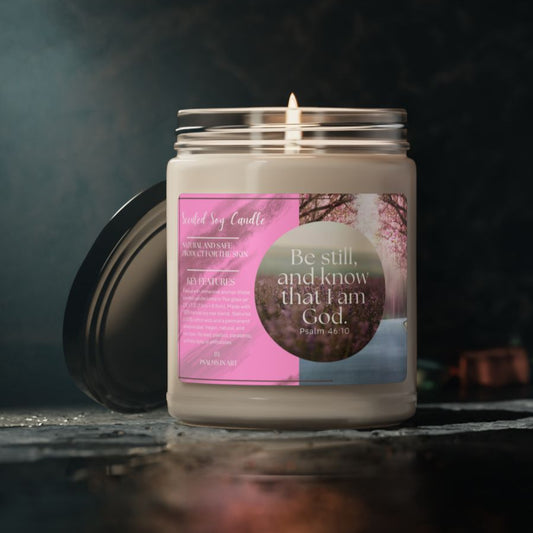 Be Still and Know I am God Christian Inspired Scented Soy Candle with Bible Verse in 9oz Perfect as Faith Gift for Women