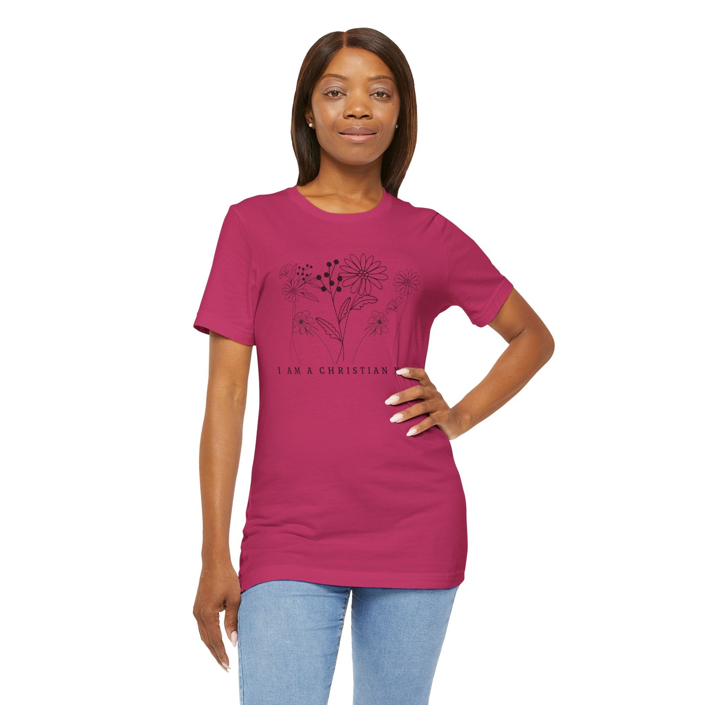 I am a Christian Mom Inspirational Christian T-Shirt with Flower Graphics Ideal Christian Gift Ideas for Women