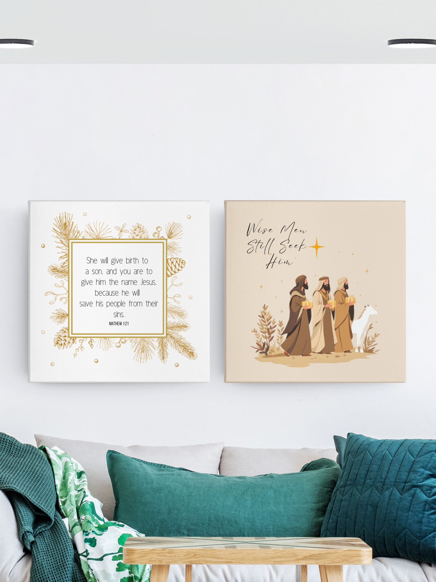 Jesus the Greatest Gift, Nativity Scripture on Canvas, Religious Holiday Decoration, Matte Stretched 1.25