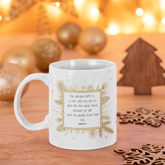 Jesus the Greatest Gift with Nativity Scripture Mug, Christmas Holiday Christian Coffee Mug 11oz, Religious Christmas Mug Gift,