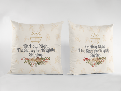 Christian Christmas Pillow, Oh Holy Night, NativityDecor, Rejoice A Savior is Born, Religious Home Decor, Christmas Throw Pillow