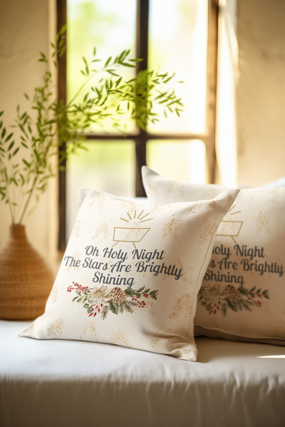 Christian Christmas Pillow, Oh Holy Night, NativityDecor, Rejoice A Savior is Born, Religious Home Decor, Christmas Throw Pillow