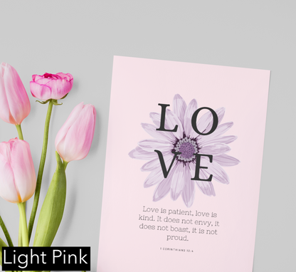 Anniversary Card, Love Card, 1 Corinthians 13:4, Encouragement Card, Christian Greetings Card, Valentine Card, Gift for Her