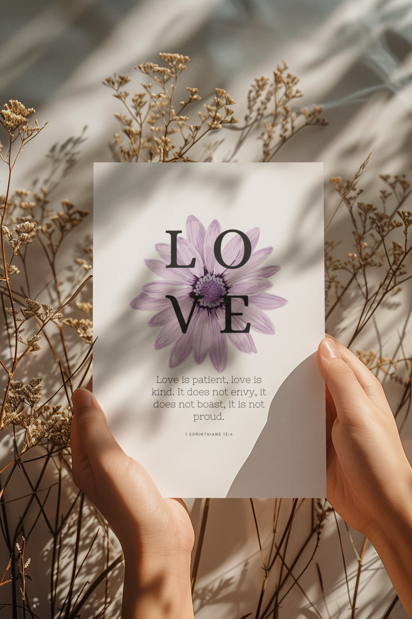 White Anniversary Card, Love Card, 1 Corinthians 13:4, Encouragement Card, Christian Greetings Card, Valentine Card, Gift for Her